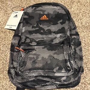 Adidas Men’s Boy’s Backpack Mesh Black & Gray & Orange New with Tags NWT